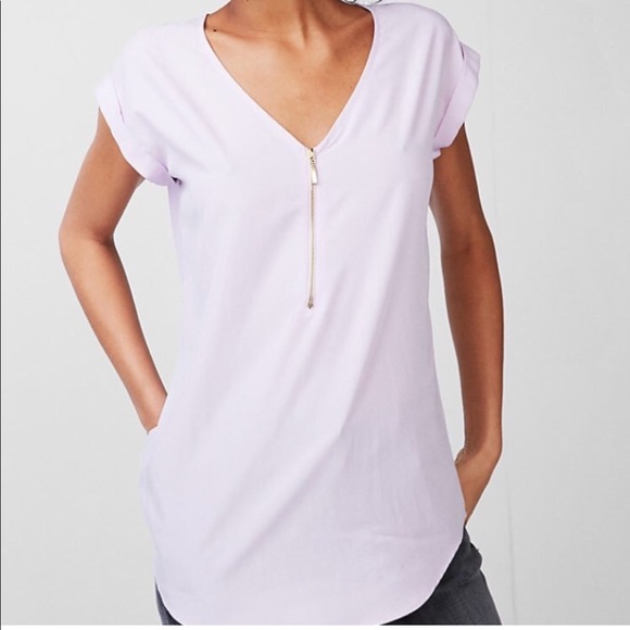 Express Tops - EXPRESS LILAC ROLLED SLEEVE BLOUSE